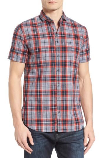 Men's Boss Orange Cattitude Plaid Woven Shirt - Red