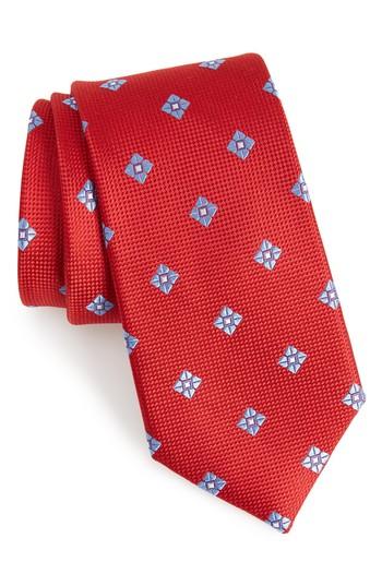 Men's Nordstrom Men's Shop Oxford Medallion Silk Tie, Size - Red