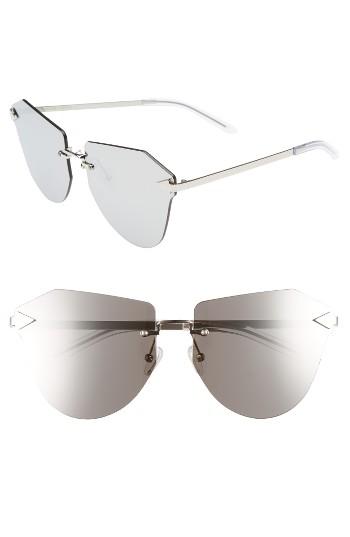Women's Karen Walker Dancer 64mm Mirrored Lens Rimless Sunglasses - Silver/ Clear