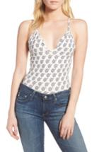 Women's Frank & Eileen Tee Lab Hi Print Plunge Bodysuit - White