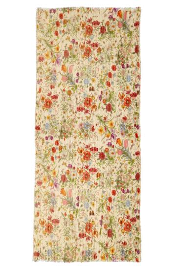 Women's Gucci Golden Flora Pleated Stole, Size - Ivory