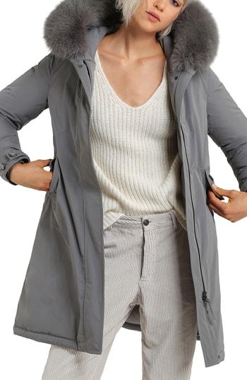 Women's Woolrich Keystone Down Parka With Genuine Fox Fur Trim - Grey