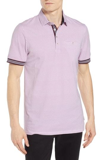 Men's Ted Baker London Lemsher Print Polo (m) - Purple