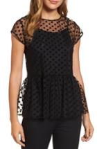 Women's Halogen Flocked Polka Dot Peplum Top