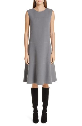 Women's Lafayette 148 New York Colby Chain Trim Fit & Flare Dress - Grey