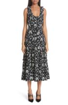 Women's Co Floral Tiered Gabardine Midi Dress - Black