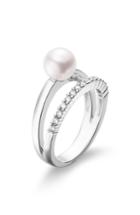 Women's Mikimoto Akoya Cultured Pearl & Diamond Ring