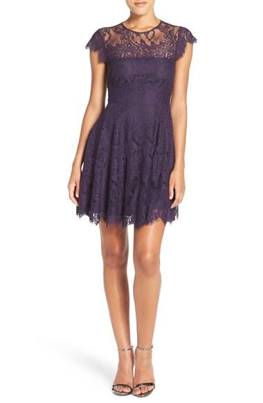 Women's Bb Dakota 'rhianna' Illusion Yoke Lace Fit & Flare Dress