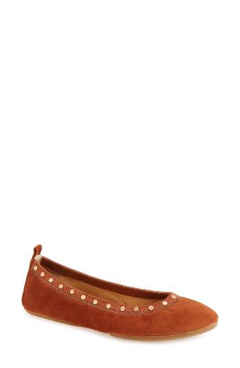 Women's Yosi Samra Samara Studded Foldable Ballet Flat M - Brown