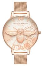 Women's Olivia Burton Abstract Floral Mesh Strap Watch, 38mm