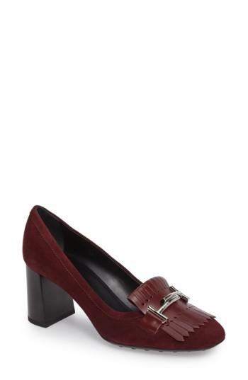 Women's Tod's Kiltie Fringe Pump Us / 35eu - Burgundy