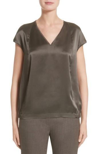Women's Lafayette 148 New York Aisley Luminous Cloth Blouse - Grey