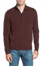 Men's Nordstrom Men's Shop Regular Fit Quarter Zip Cashmere Sweater, Size - Burgundy