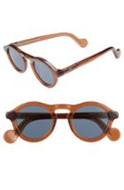 Women's Moncler 46mm Round Sunglasses - Transparent Burnt Brown/ Blue
