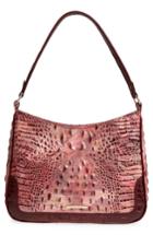 Brahmin Nadia Croc Embossed Leather Shoulder Bag - Pink