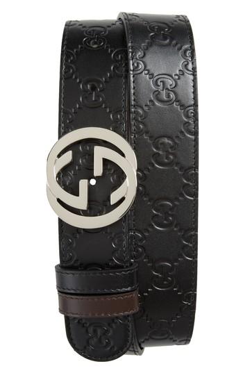 Men's Gucci Logo Buckle Interlocking Leather Belt