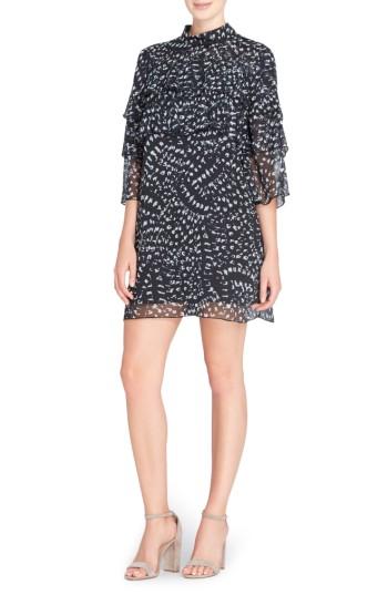 Women's Catherine Catherine Malandrino Cass Print Chiffon Dress - Black