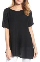 Women's Eileen Fisher Organic Linen Knit Top, Size - Black