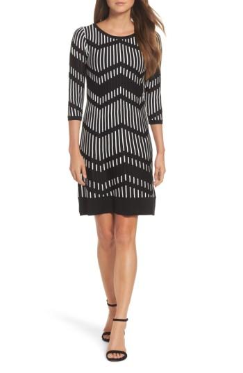 Women's Taylor Dresses Zig Zag Sweater Dress - Black