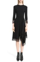 Women's Givenchy Lace Trim Stretch Cady Asymmetrical Dress Us / 34 Fr - Black