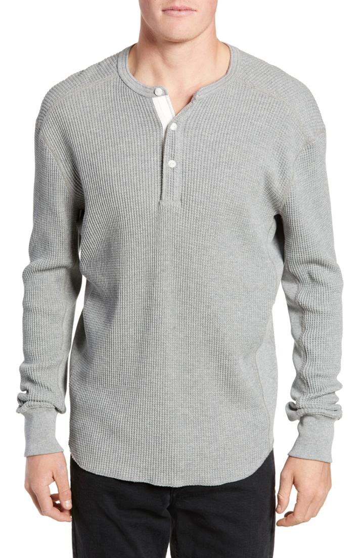 Men's Rag & Bone Waffle Knit Long Sleeve Henley - Grey