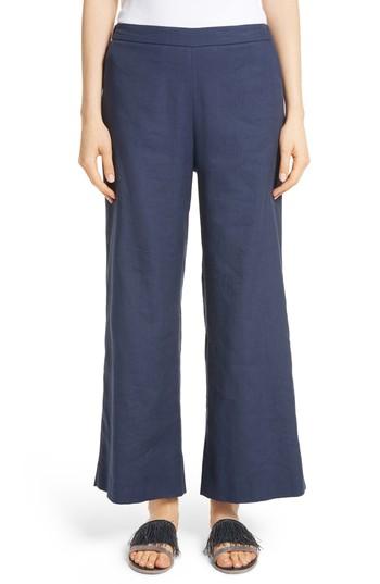 Women's Fabiana Filippi Linen Blend Wide Leg Crop Pants Us / 40 It - Blue