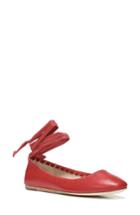 Women's Via Spiga Baylie Tie Ballet Flat M - Red