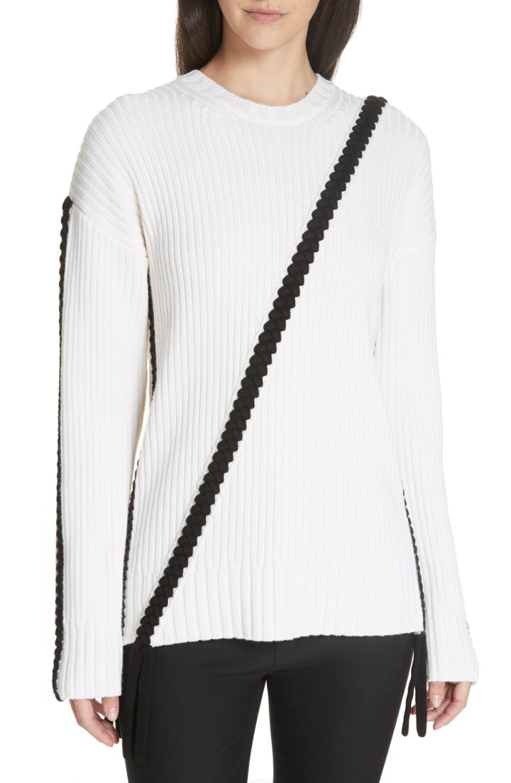 Women's Derek Lam 10 Crosby Assymetrical Braid Trim Sweater
