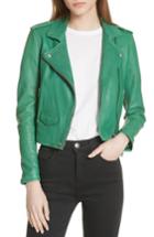 Women's Iro 'ashville' Lambskin Leather Moto Jacket Us / 34 Fr - Green