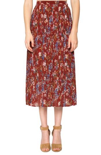Women's Willow & Clay Pleated Print Skirt, Size - Red