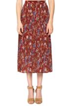 Women's Willow & Clay Pleated Print Skirt, Size - Red