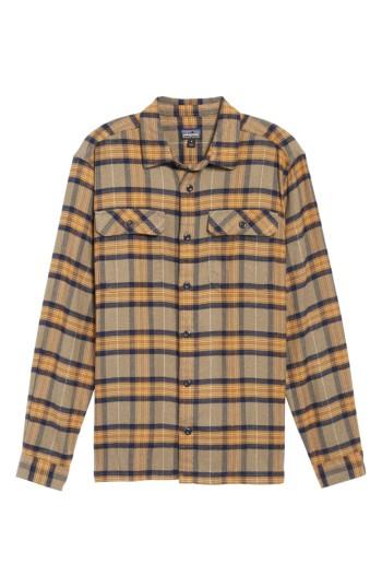 Men's Patagonia 'fjord' Regular Fit Organic Cotton Flannel Shirt - Beige