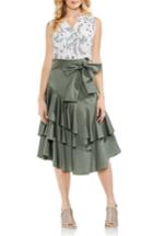 Women's Vince Camuto Tiered Ruffle Belted Poplin Skirt - Green
