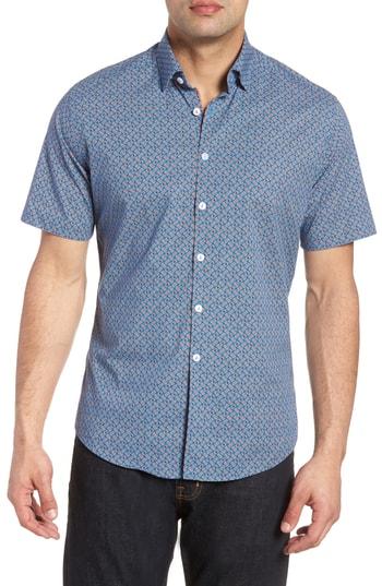 Men's Stone Rose Geo Print Sport Shirt (m) - Orange