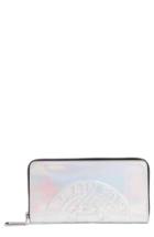 Women's Balmain Embossed Coin Leather Zip Around Wallet - Metallic