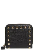 Women's Valentino Rockstud Lambskin Leather Zip Around Wallet -