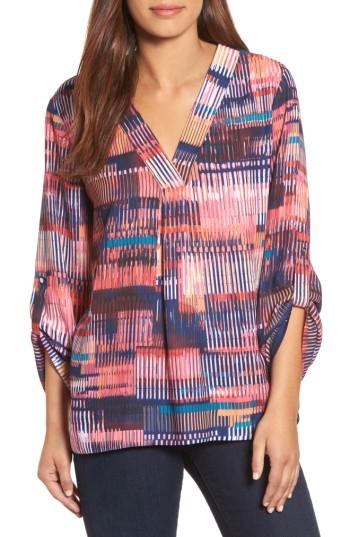 Women's Chaus Colorful Canvas Roll Sleeve Blouse