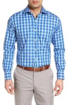 Men's Peter Millar Jewel Plaid Sport Shirt - Blue