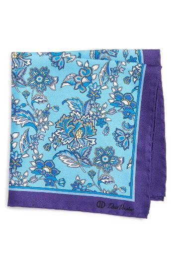 Men's David Donahue Floral Silk Pocket Square, Size - Blue