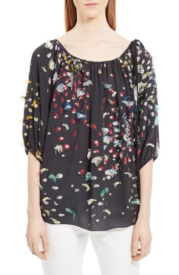 Women's Chloe Firework Silk Fil Coupe Top Us / 34 Fr - Blue