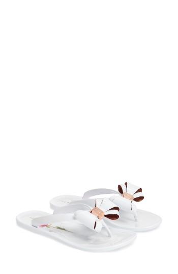 Women's Ted Baker London Rueday Bow Flip Flop M - White
