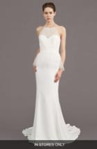 Women's Amsale Ruby Crepe Peplum Gown, Size - Ivory