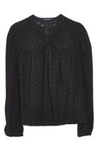 Women's Madewell Eyelet Double Tie Peasant Top, Size - Black