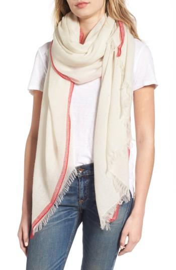 Women's Rag & Bone Selvedge Edge Merino Wool Scarf, Size - Ivory