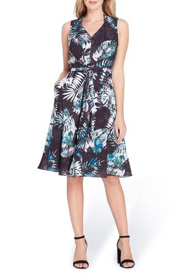 Women's Tahari Print Faux Wrap Dress - Blue