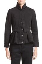 Women's Alexander Mcqueen Peplum Denim Jacket Us / 38 It - Black
