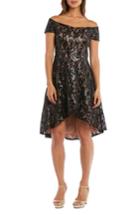Women's Morgan & Co. Sequin & Lace Off The Shoulder High/low Dress - Black