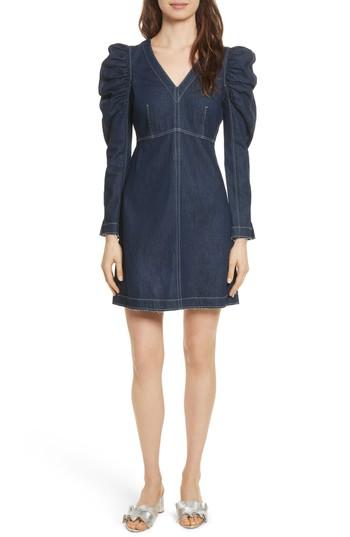 Women's La Vie Rebecca Taylor Ruched Sleeve Denim Dress - Blue