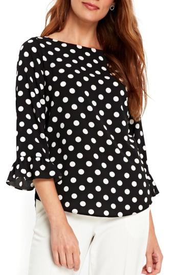 Women's Wallis Flute Sleeve Polka Dot Top Us / 8 Uk - Black
