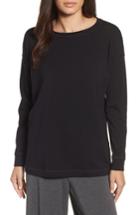 Women's Eileen Fisher Jewel Neck Organic Stretch Cotton Tee, Size - Black